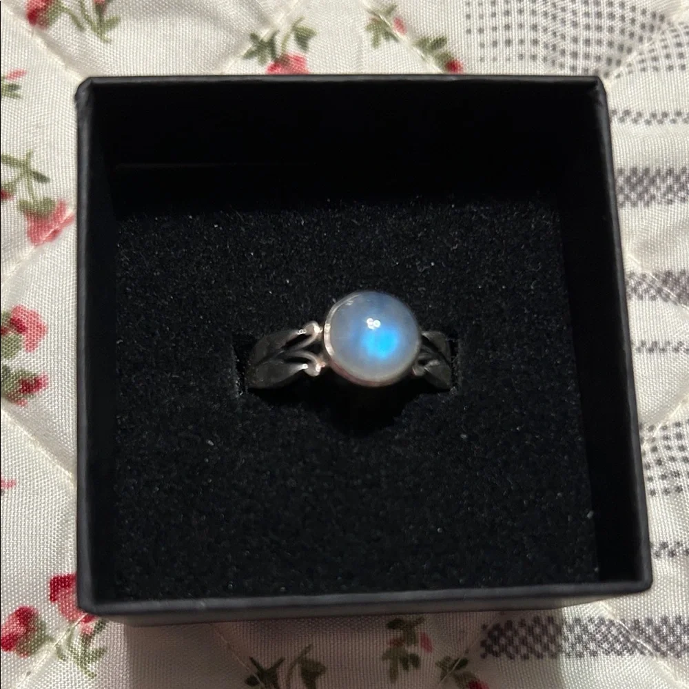Luminous Silver Moonstone Ring. Sterling silver band. Size 8 8 1/2.
